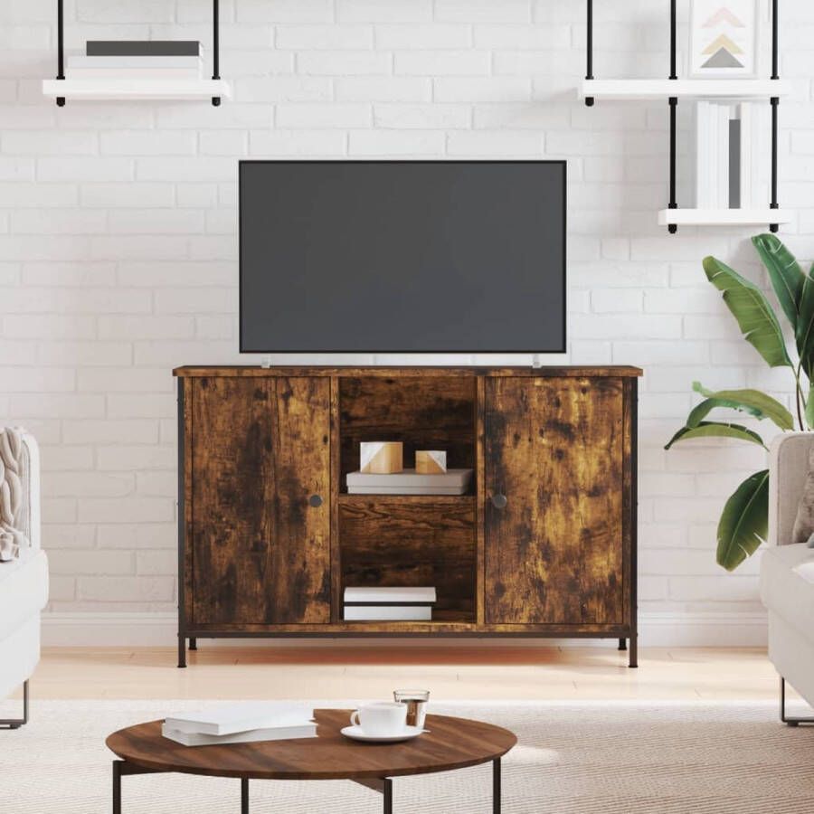 The Living Store TV-kast klassiek tv-kast Afmetingen- 100 x 35 x 65 cm Ken- gerookt eiken Montage vereist - Foto 2