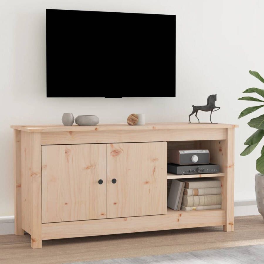 The Living Store TV-kast Massief Grenenhout 103 x 36.5 x 52 cm Decoratief en praktisch - Foto 2