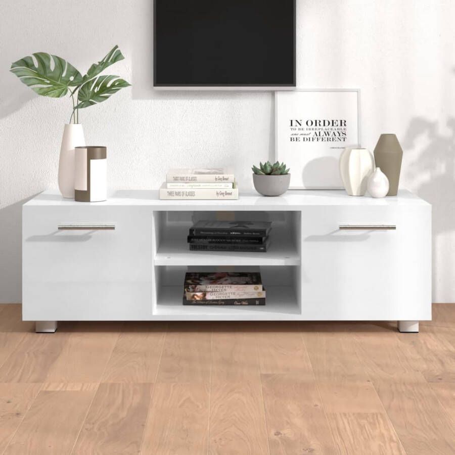 The Living Store TV-kast Serie- Trendy en praktisch Afmetingen- 110 x 40 x 35 cm Hoogglans wit - Foto 2