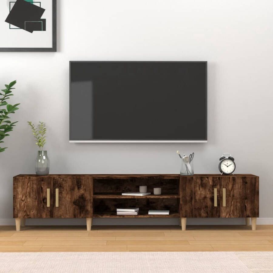 The Living Store TV-kast trendy Houten 180 x 31.5 x 40 cm Gerookt eiken - Foto 2