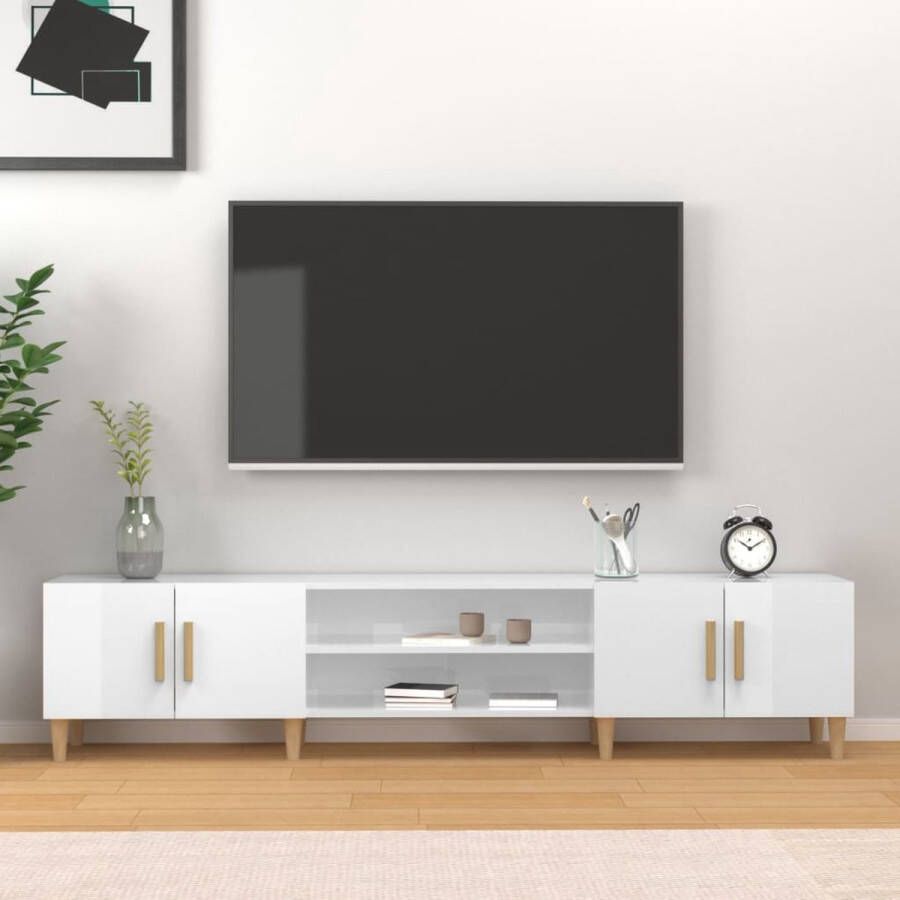 The Living Store TV-kast Trendy TV-meubel 180 x 31.5 x 40 cm hoogglans wit - Foto 2