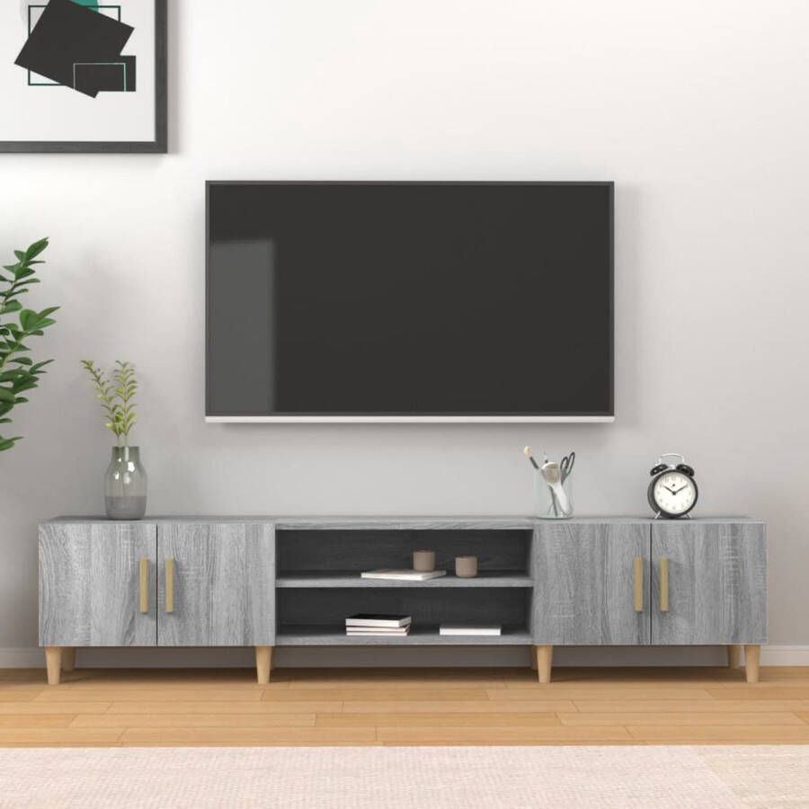The Living Store TV-kast Trendy TV-meubel 180x31.5x40 cm Grijs Sonoma Eiken Duurzaam materiaal - Foto 2
