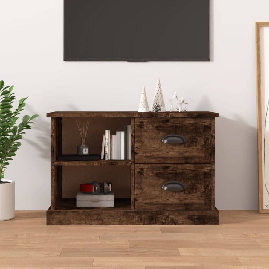 The Living Store TV-Kast Trendy Tv-meubel 73 x 35.5 x 47.5 cm Gerookt eiken+hout - Foto 2