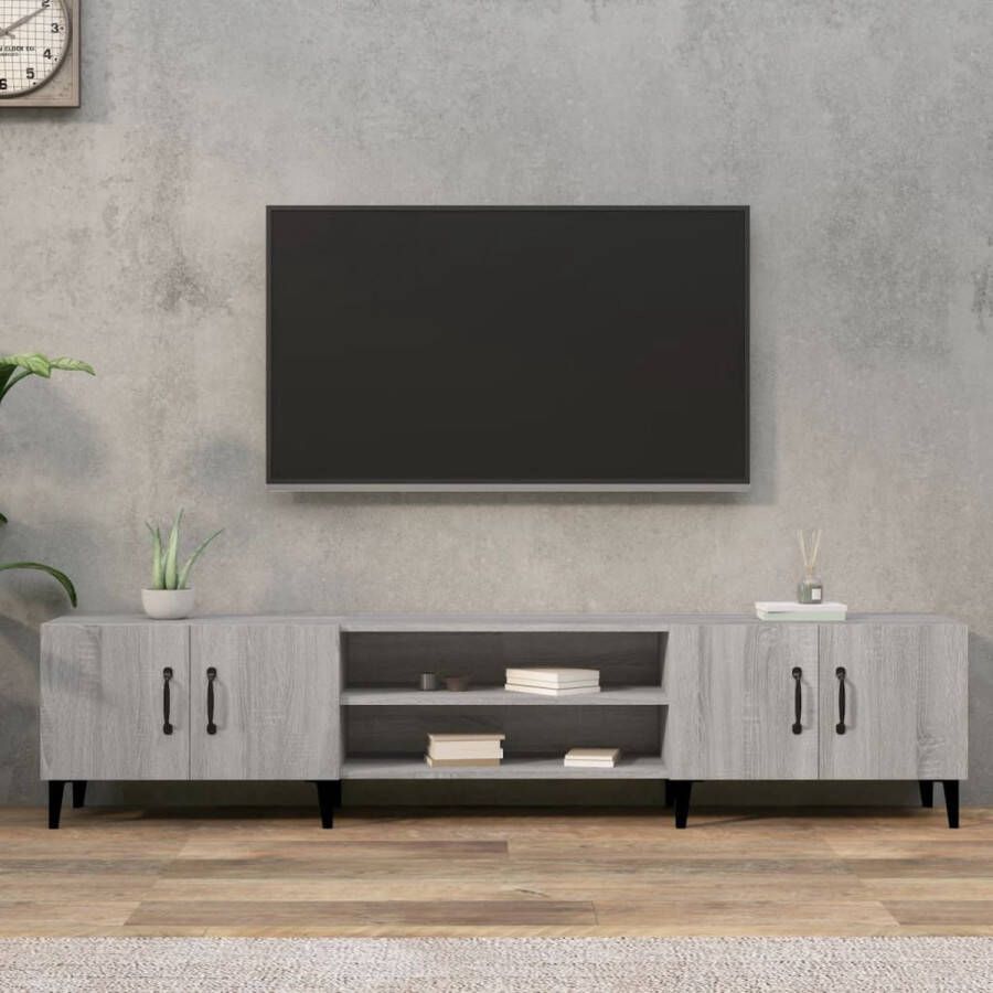 The Living Store Tv-kast Tv-meubel 180x31.5x40 cm Grijs Sonoma eiken - Foto 2