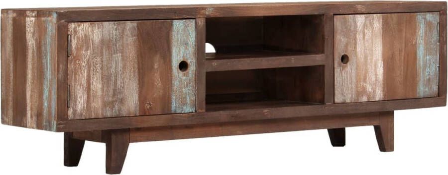 The Living Store TV-kast vintage massief acaciahout 118 x 30 x 40 cm kabeltoegang - Foto 2