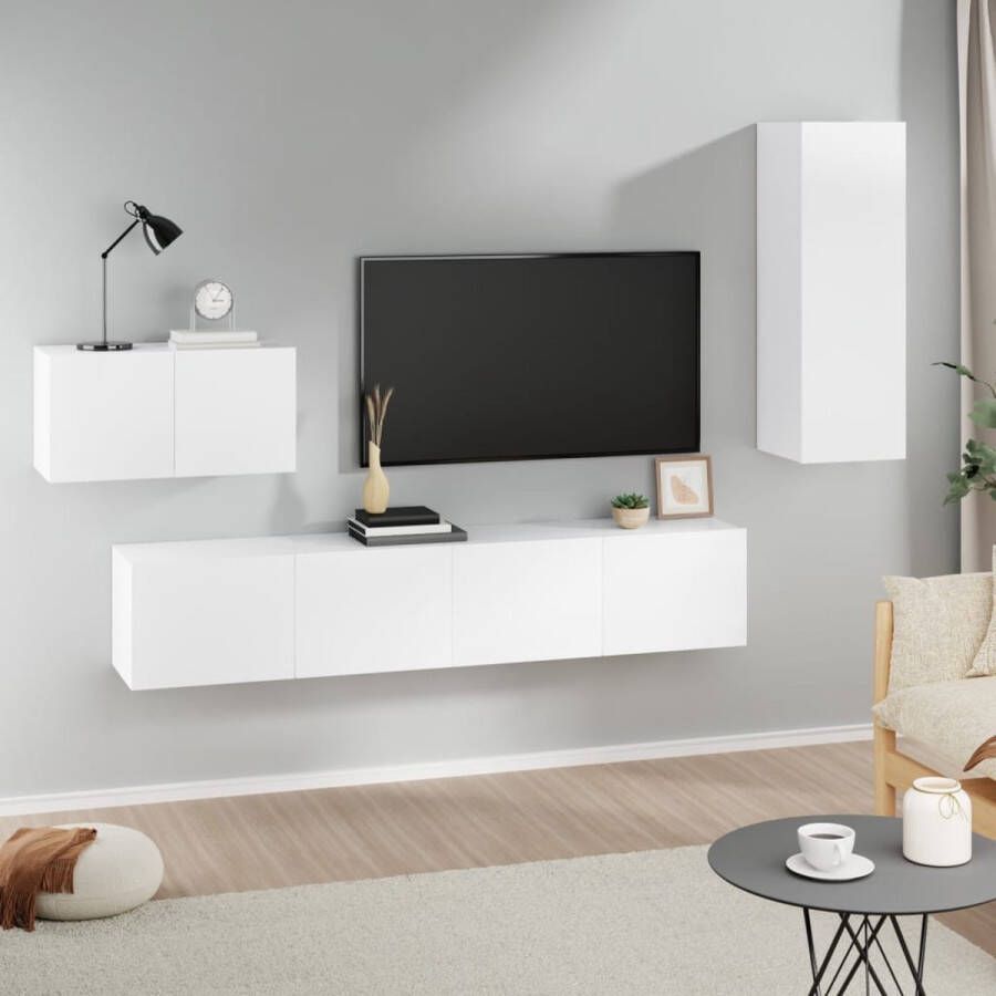 The Living Store TV-kastenset Classic White 80x30x30 cm 60x30x30 cm 30.5x30x90 cm - Foto 2