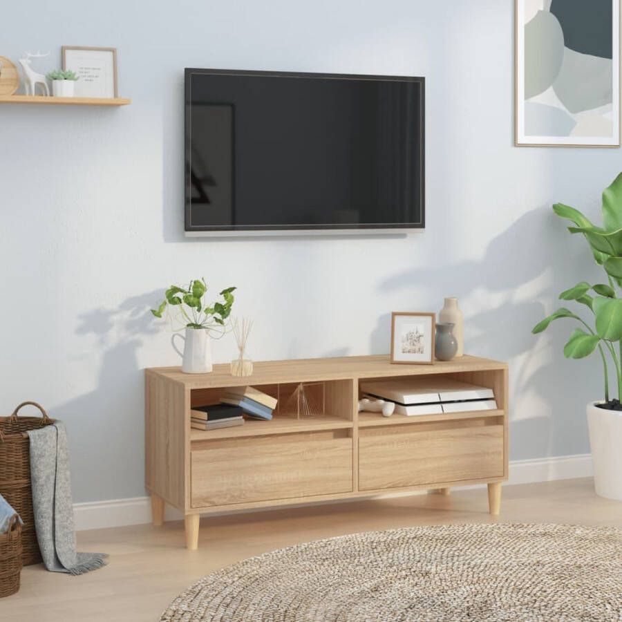 The Living Store TV-kast Classic Sonoma eiken 100 x 34.5 x 44.5 cm Duurzaam hout Veel opbergruimte - Foto 2