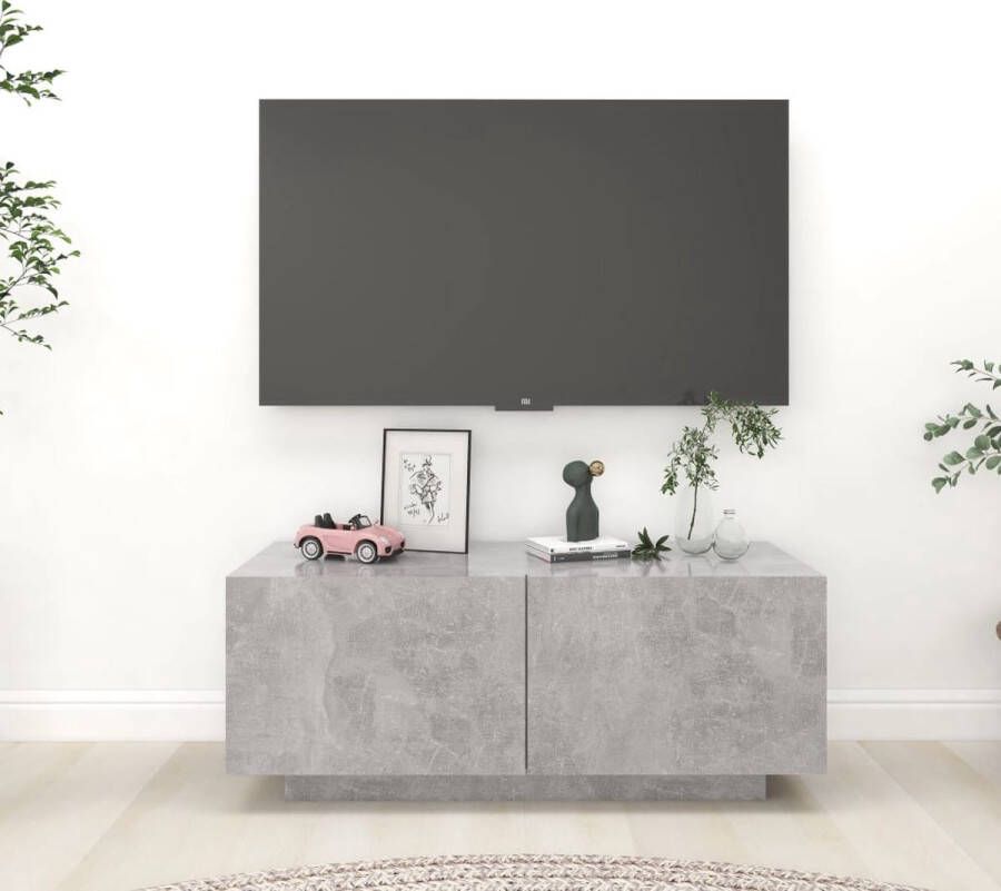 The Living Store TV-meubel Hifi-kast 100 x 35 x 40 cm Betongrijs Montage vereist - Foto 3