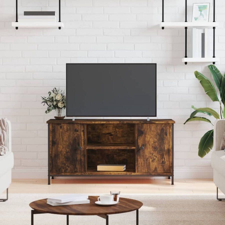 The Living Store Tv-meubel 100x40x50 cm bewerkt hout gerookt eikenkleurig Kast - Foto 2