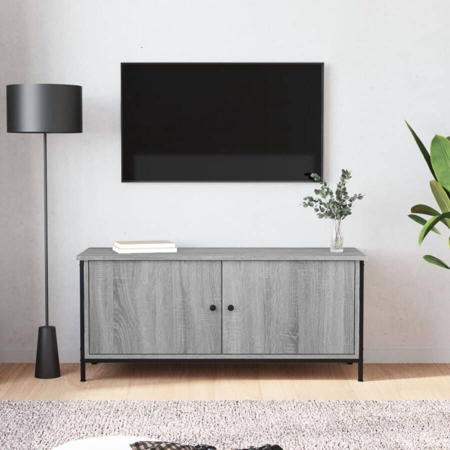 The Living Store Tv-meubel 102x35x45 cm bewerkt hout grijs sonoma eikenkleurig Kast - Foto 2