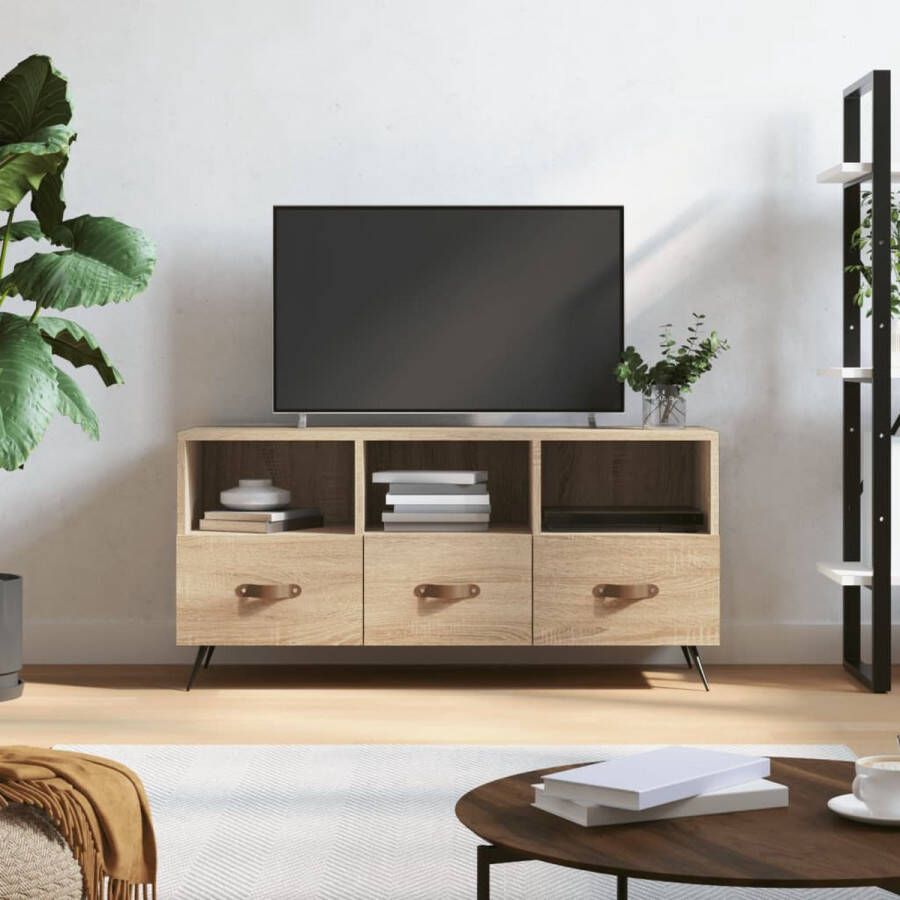 The Living Store Tv-meubel 102x36x50 cm bewerkt hout sonoma eikenkleurig Kast - Foto 2