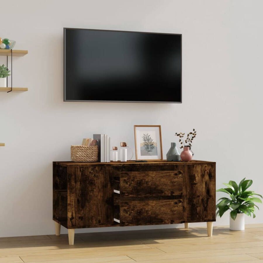The Living Store Tv-meubel Scandinavische stijl 102x44.5x50 cm Gerookt eiken Duurzaam hout - Foto 2