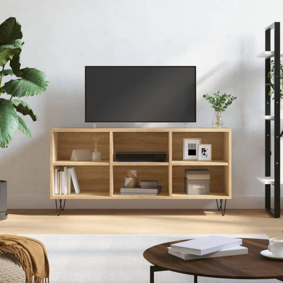 The Living Store Tv-meubel 103-5x30x50 cm bewerkt hout sonoma eikenkleurig Kast - Foto 2
