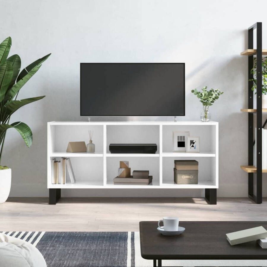 The Living Store Tv-meubel 103.5 x 30 x 50 cm Hoogglans wit - Foto 2