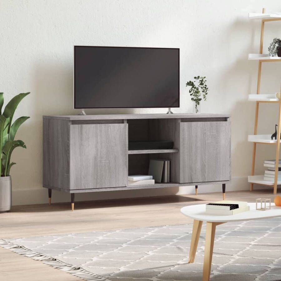 The Living Store TV-meubel Kendall 104 x 35 x 50 cm Grijs Sonoma Eiken Met opbergruimte - Foto 2