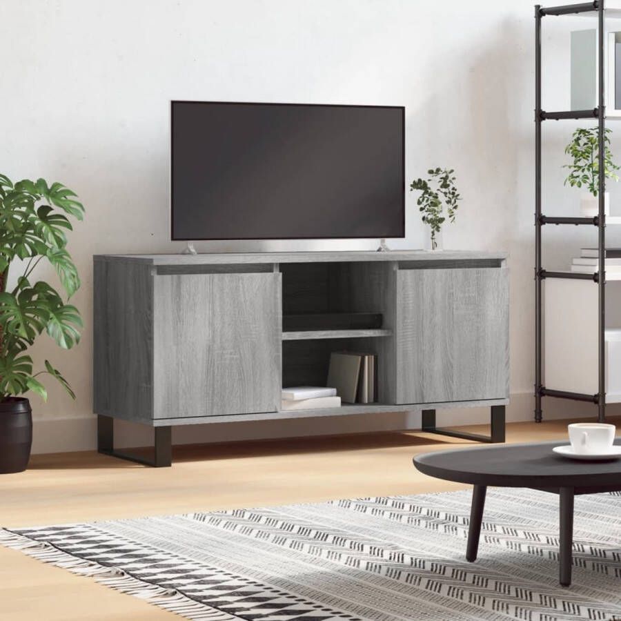 The Living Store TV-meubel Tv-meubel Afmeting- 104 x 35 x 50 cm Kleur- Grijs Sonoma Eiken Ken- Stevig materiaal - Foto 2