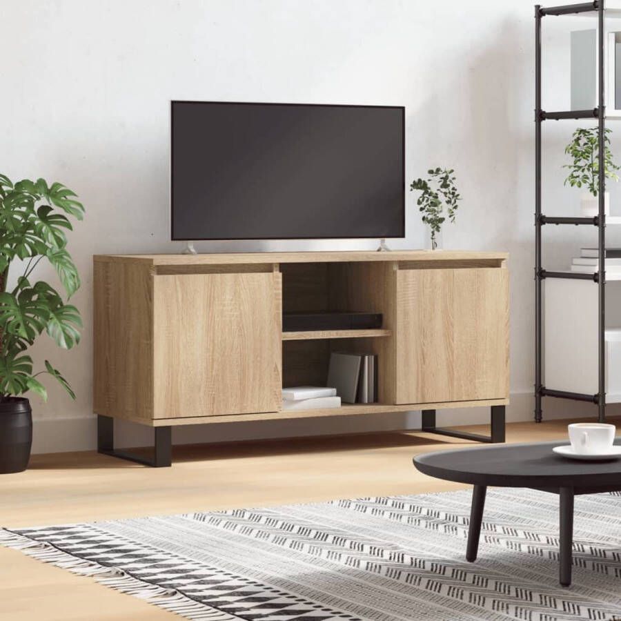 The Living Store Tv-meubel 104x35x50 cm bewerkt hout sonoma eikenkleurig Kast - Foto 2