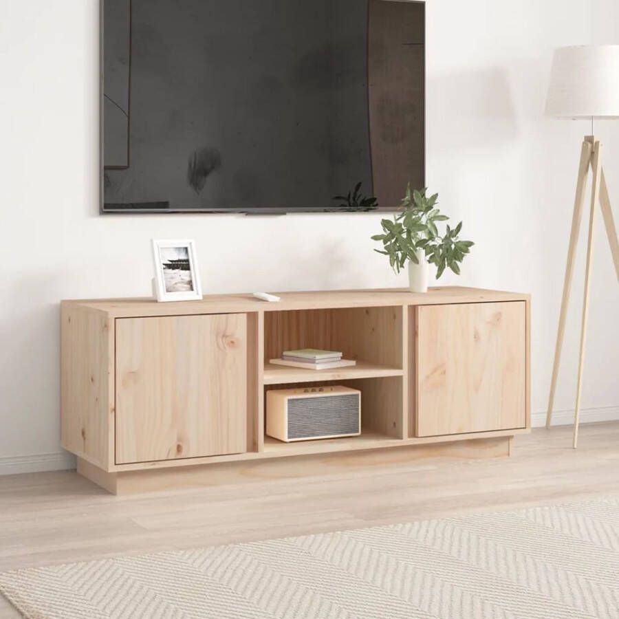 The Living Store TV-meubel Grenenhout 110 x 35 x 40.5 cm 4 vakken 2 deuren - Foto 2