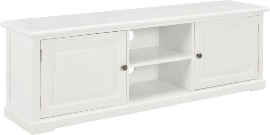 The Living Store TV-meubel 120 x 30 x 40 cm wit massief paulowniahout en MDF - Foto 2