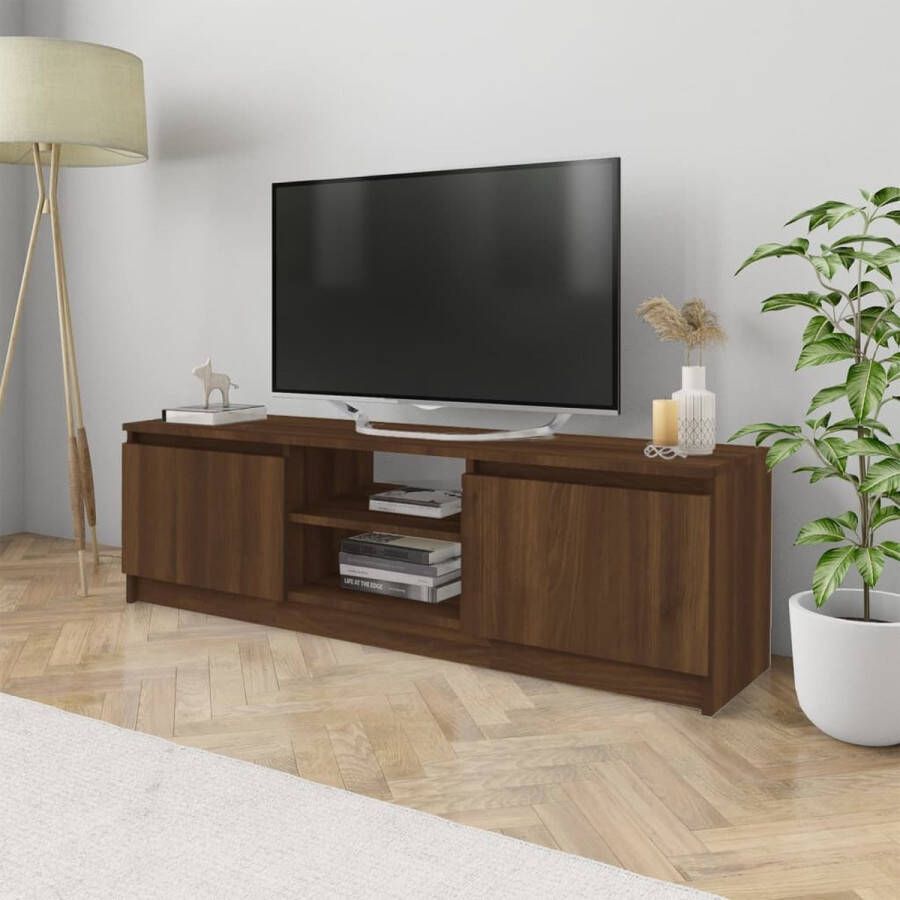 The Living Store Tv-meubel 120x30x35-5 cm bewerkt hout bruineikenkleurig Kast - Foto 2