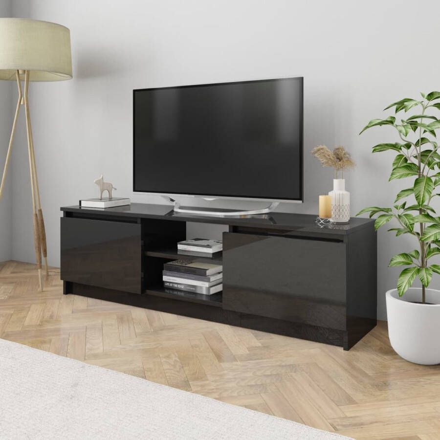 The Living Store TV-meubel Klassiek 120 x 30 x 35.5 cm Hoogglans zwart - Foto 2