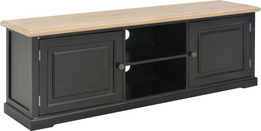 The Living Store TV-meubel Zwart hout 120 x 30 x 40 cm Massief paulowniahout en MDF - Foto 2