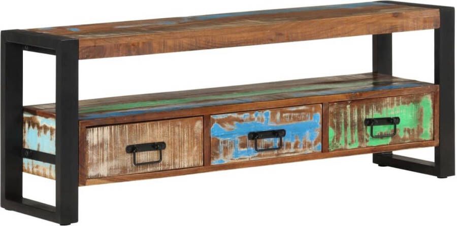 The Living Store TV-meubel Massief gerecycled hout 120 x 30 x 45 cm Industriële stijl - Foto 2