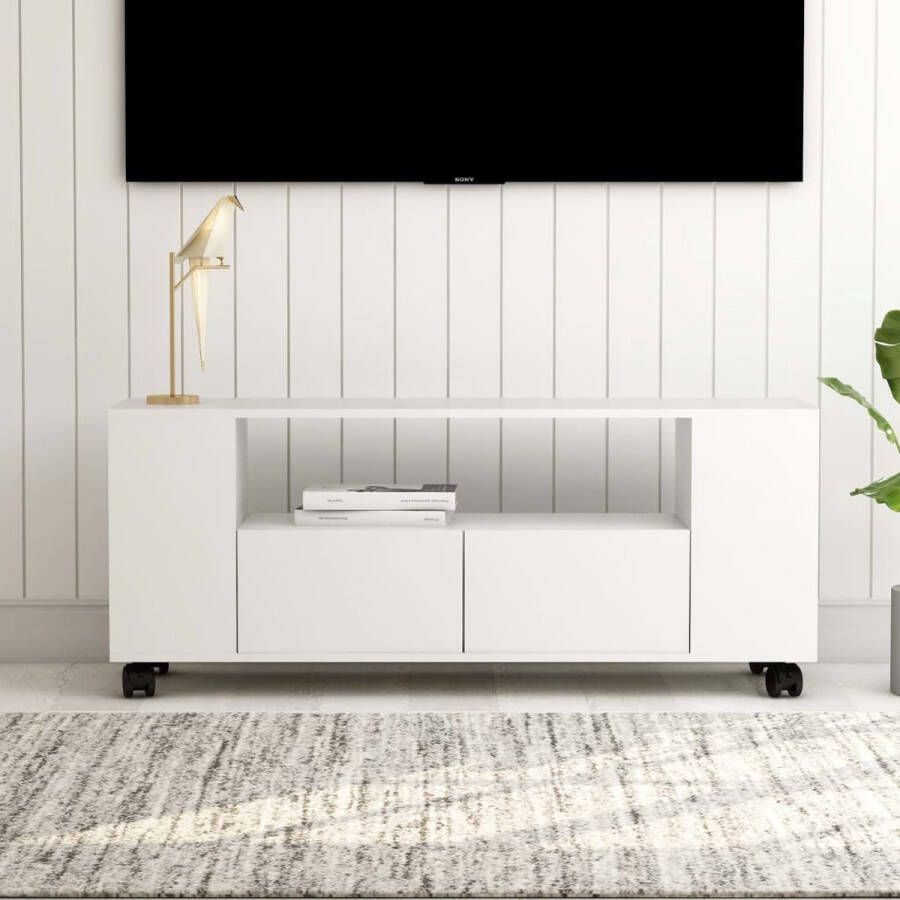The Living Store Tv-meubel 120x35x48 cm bewerkt hout wit