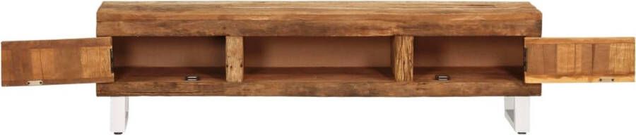 The Living Store TV-meubel Retro Hout 140x30x40 cm Massief gerecycled hout 2 deuren - Foto 2