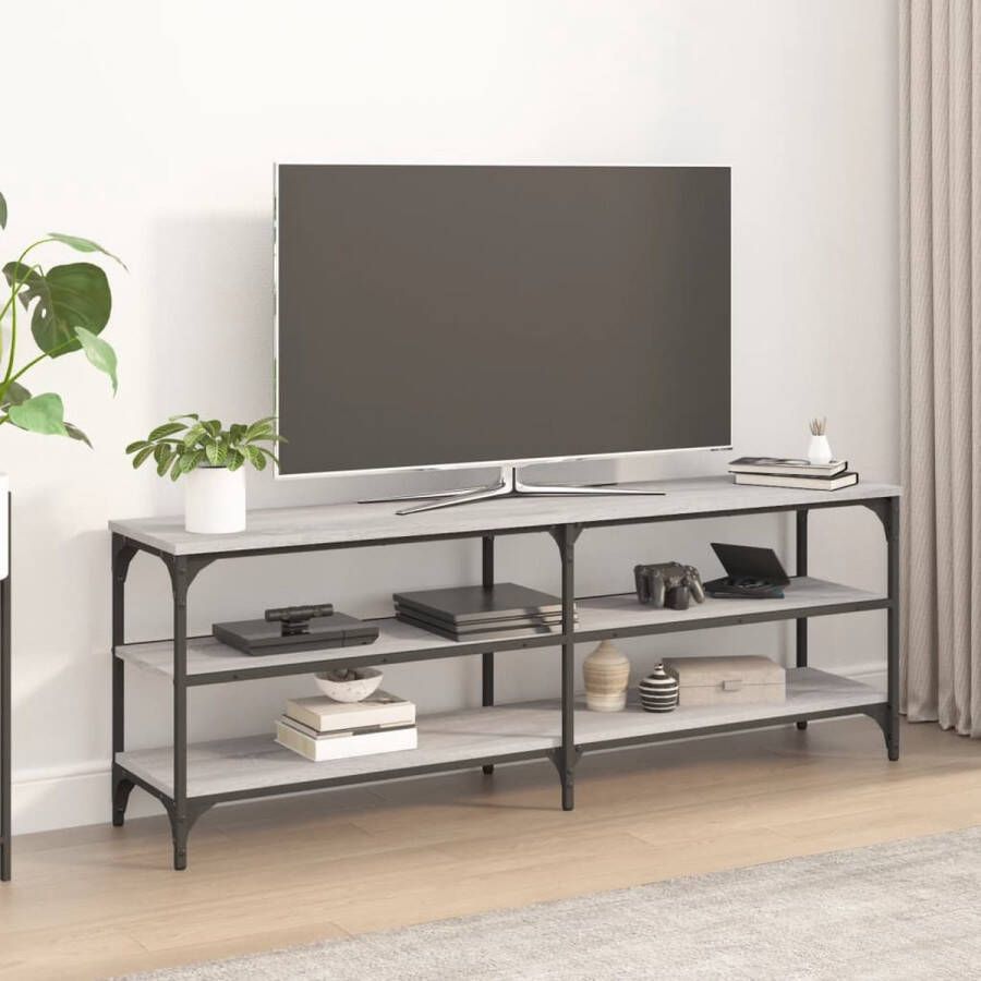 The Living Store Industrieel TV-meubel Grijs Sonoma Eiken 140 x 30 x 50 cm Duurzaam hout - Foto 2