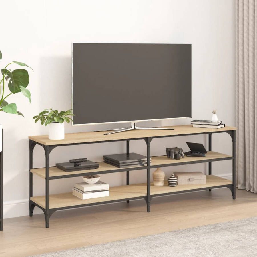 The Living Store Tv-meubel 140x30x50 cm bewerkt hout sonoma eikenkleurig Kast - Foto 2