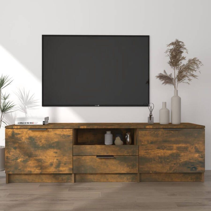 The Living Store Tv-meubel Gerookt eiken 140 x 35 x 40 cm Praktisch en hoogwaardig - Foto 2
