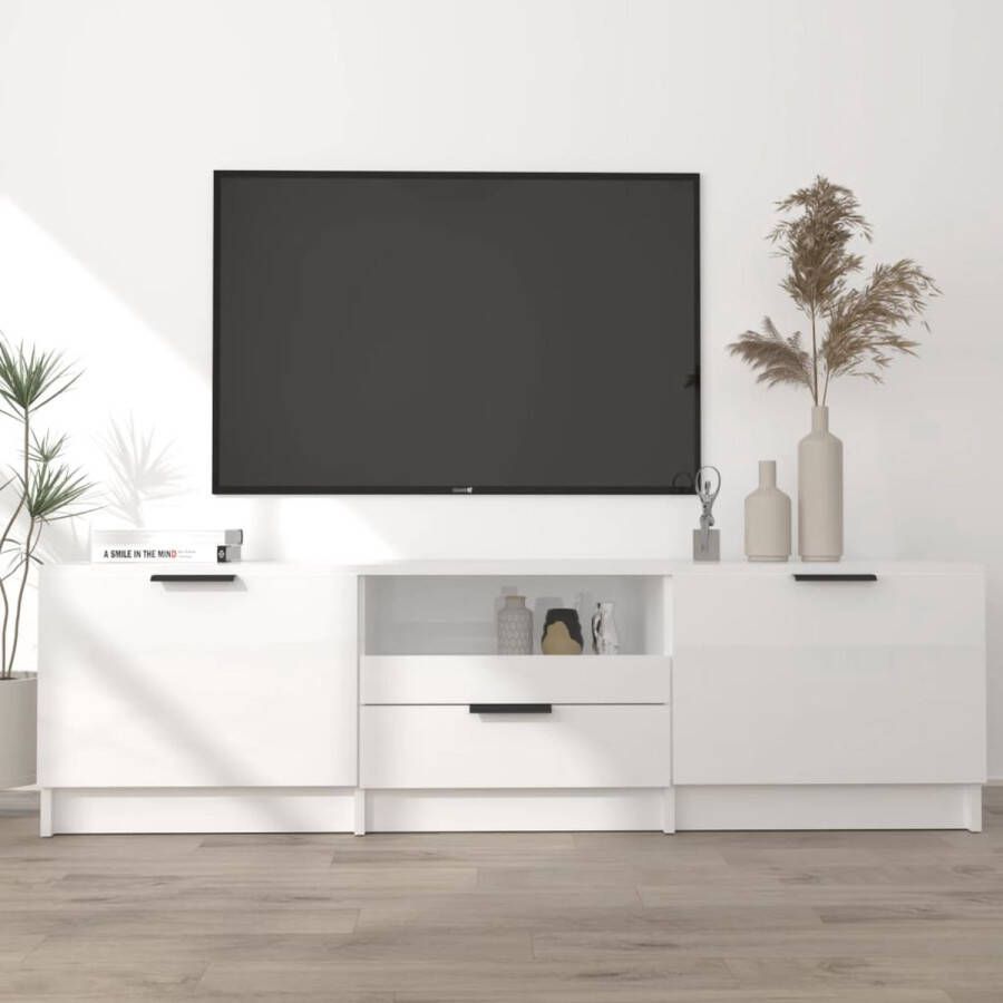 The Living Store TV-meubel Trendy Tv-meubel Afmetingen- 140 x 35 x 40 cm Kleur- Hoogglans wit - Foto 2