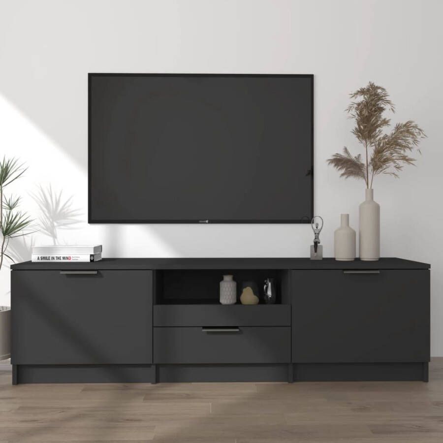 The Living Store TV-meubel Zwart Praktisch hoogwaardig opbergruimte - Foto 2