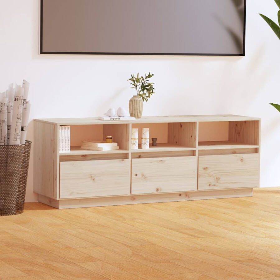 The Living Store TV-meubel Grenenhout 140 x 37 x 50 cm Zweefpoten - Foto 2