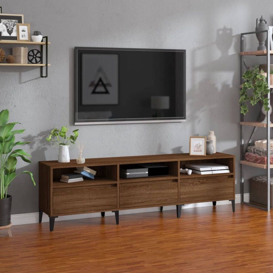 The Living Store Tv-meubel 150x30x44 5 cm bewerkt hout bruineikenkleurig - Foto 2