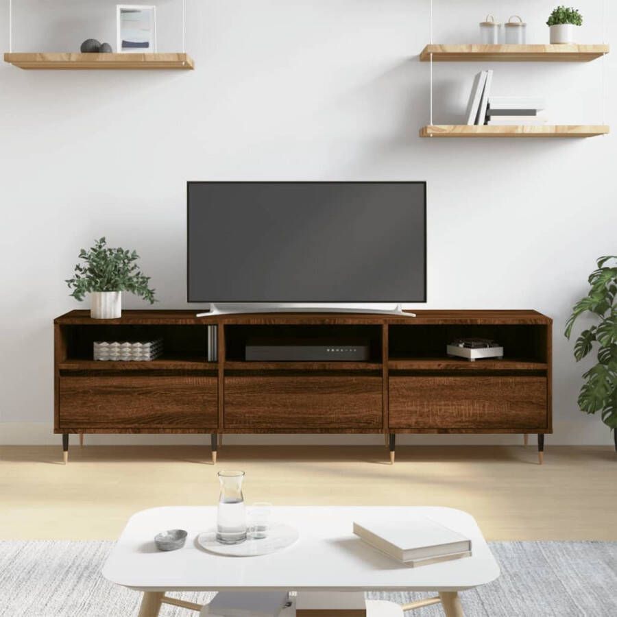 The Living Store TV-meubel Bruineiken 150 x 30 x 44.5 cm Stevig bewerkt hout Voldoende opbergruimte - Foto 3