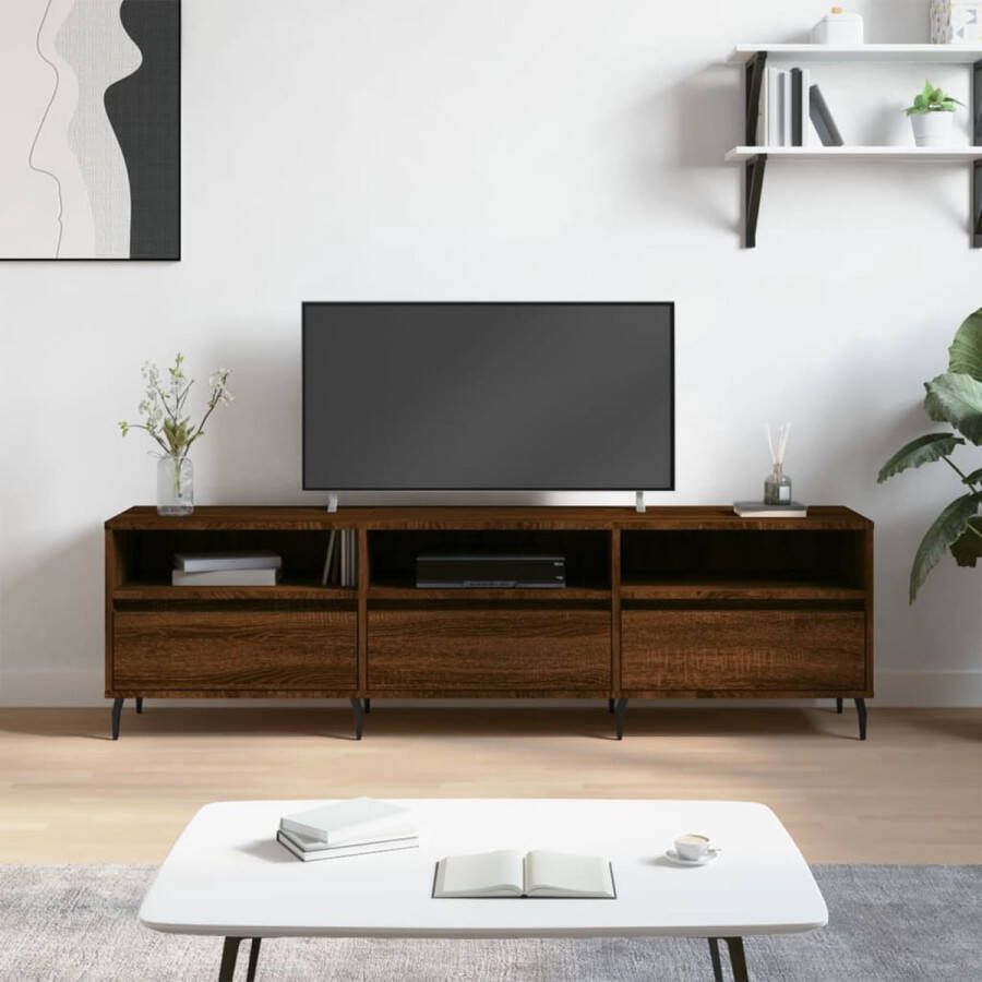 The Living Store TV-meubel Bruineiken 150 x 30 x 44.5 cm Stevig bewerkt hout Voldoende opbergruimte - Foto 2