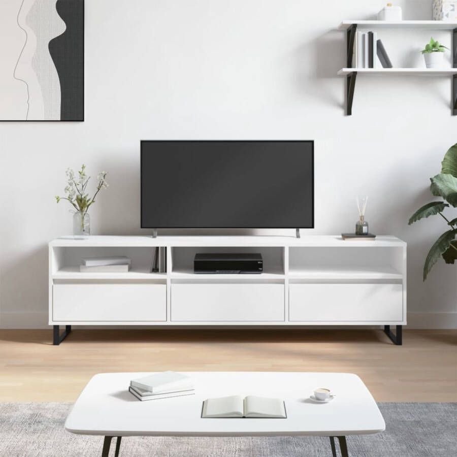 The Living Store TV-meubel 150x30x44.5 cm bewerkt hout en ijzer - Foto 2