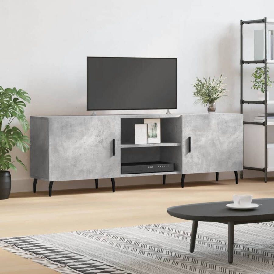 The Living Store Tv-meubel 150x30x50 cm bewerkt hout betongrijs Kast - Foto 2