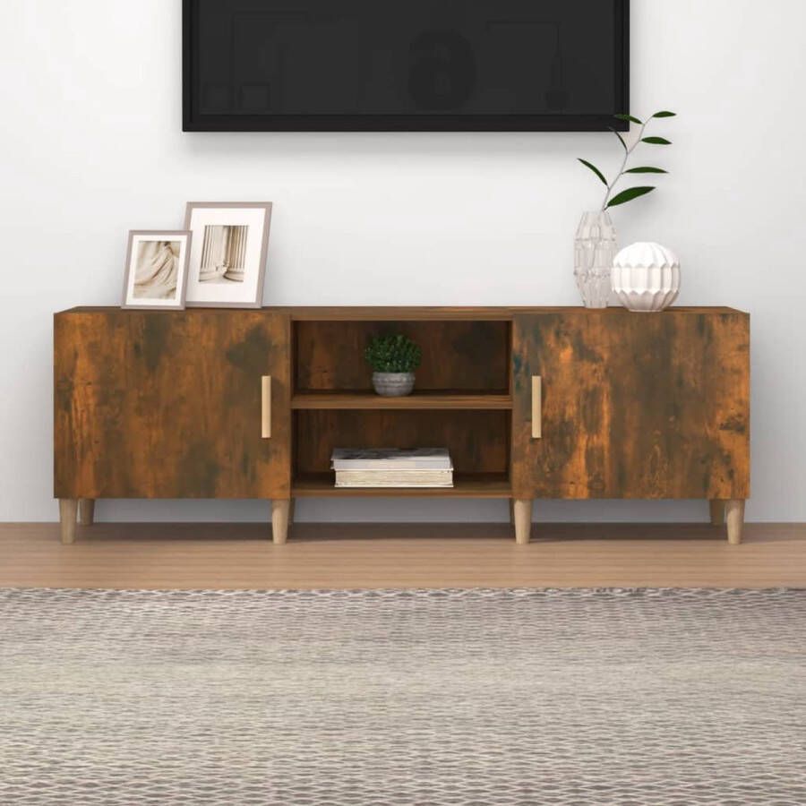 The Living Store Tv-meubel 150x30x50 cm bewerkt hout gerookt eikenkleurig Kast - Foto 2
