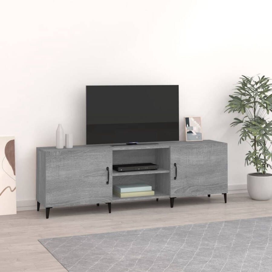 The Living Store Tv-meubel 150x30x50 cm bewerkt hout grijs sonoma eikenkleurig - Foto 2