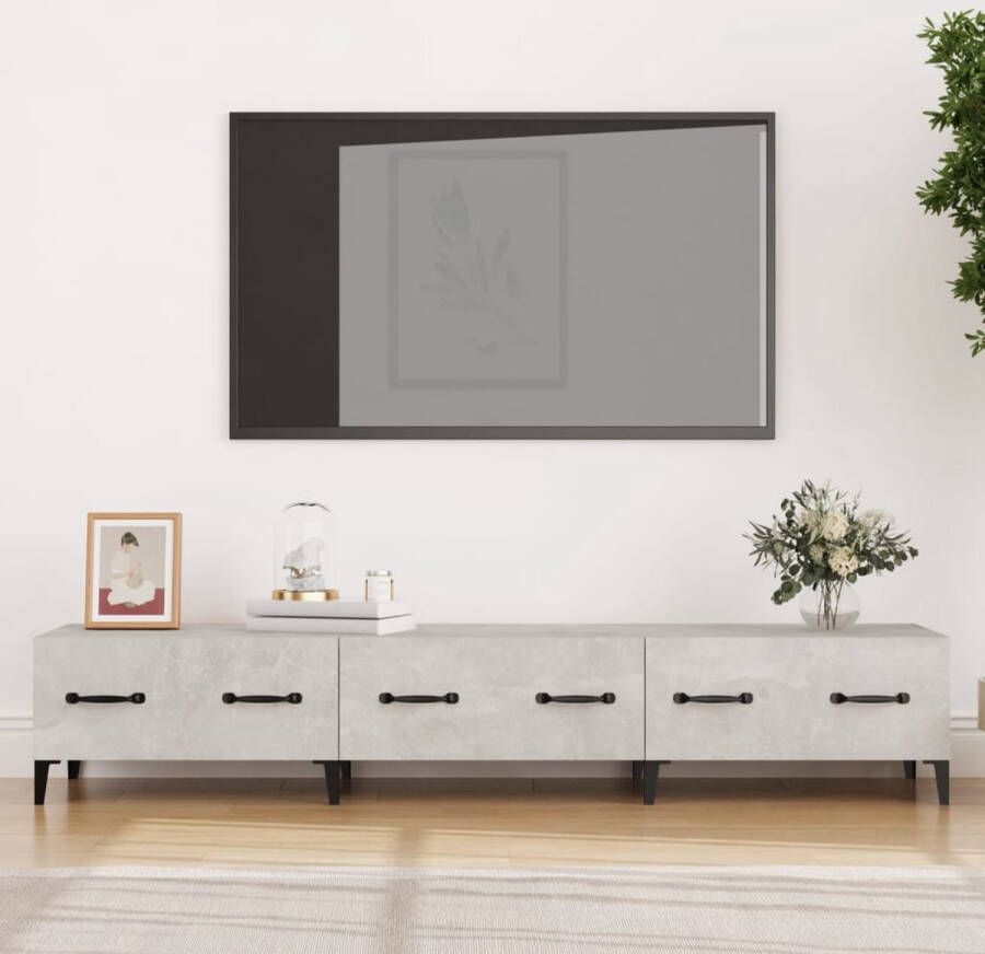 The Living Store Tv-meubel Betongrijs 150x34.5x30 cm Modern Meubel met Opbergruimte - Foto 2