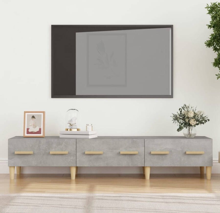 The Living Store TV-meubel Betongrijs 150 x 34.5 x 30 cm Stevig bewerkt hout Voldoende opbergruimte - Foto 2