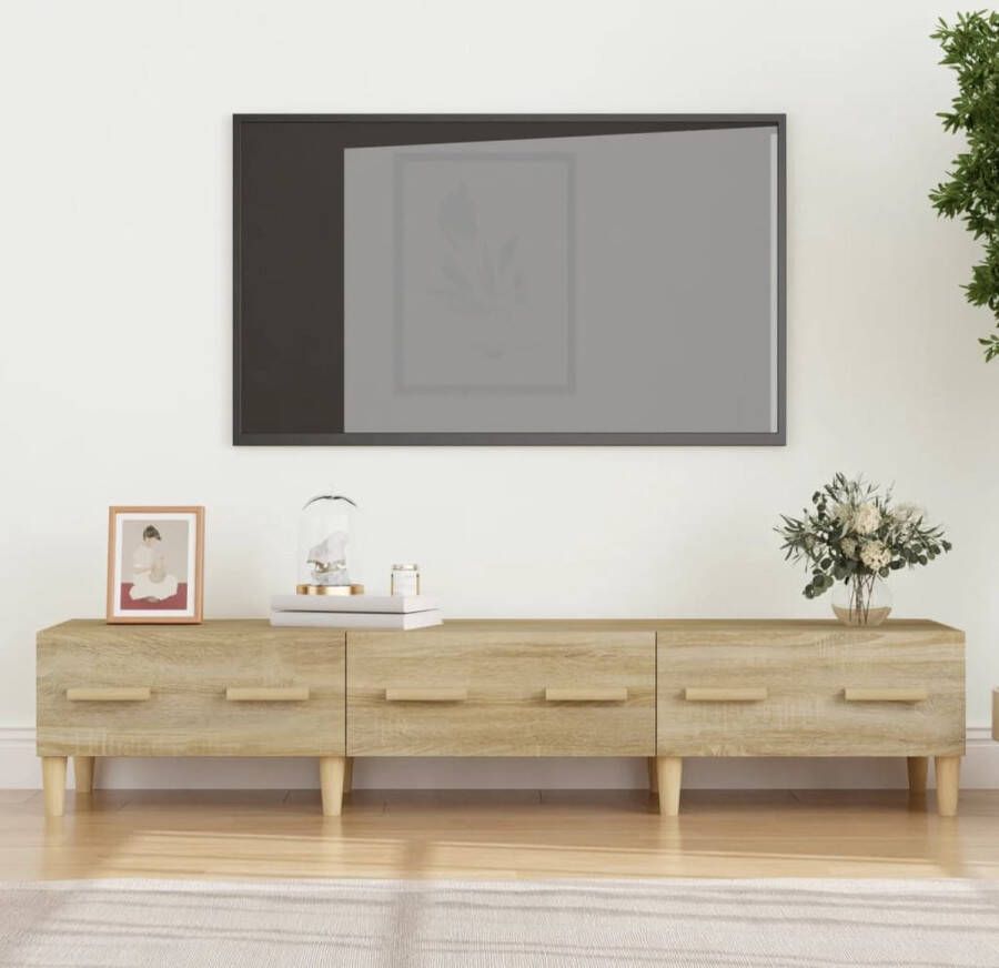 The Living Store TV-meubel Sonoma Eiken 150x34.5x30 cm Stevig materiaal opbergruimte stevig blad - Foto 2