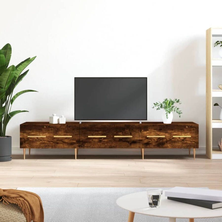 The Living Store Tv-meubel 150x36x30 cm bewerkt hout gerookt eikenkleurig Kast - Foto 2