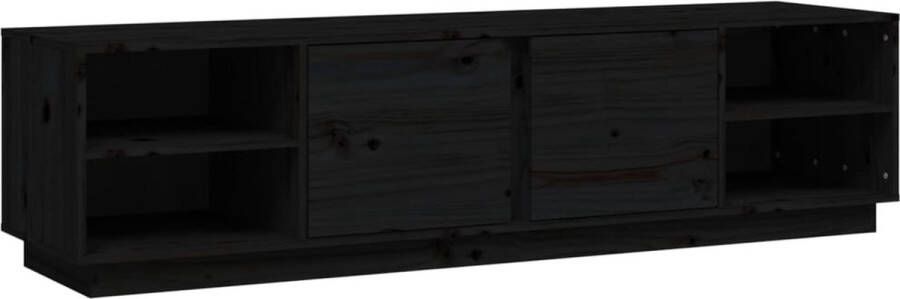 The Living Store Tv-meubel 156x40x40 cm massief grenenhout zwart Kast
