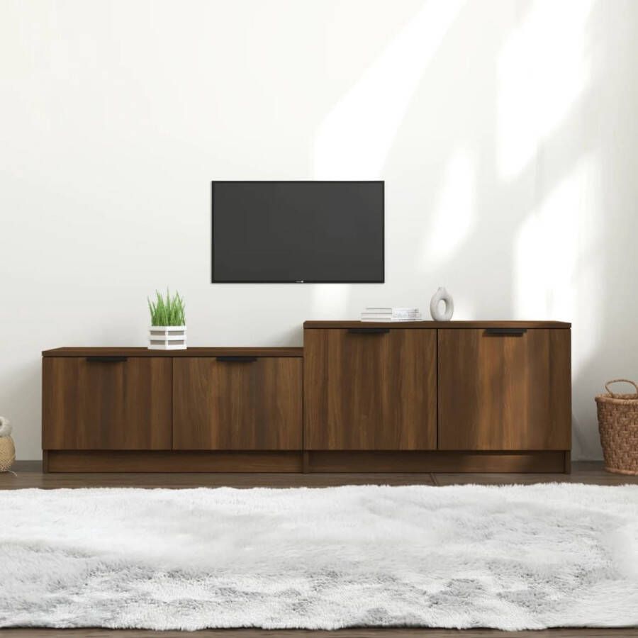 The Living Store Tv-meubel 158-5x36x45 cm bewerkt hout bruineikenkleurig Kast - Foto 2