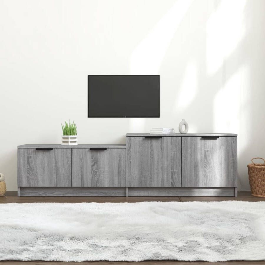 The Living Store Tv-meubel 158-5x36x45 cm bewerkt hout grijs sonoma eikenkleurig Kast - Foto 2