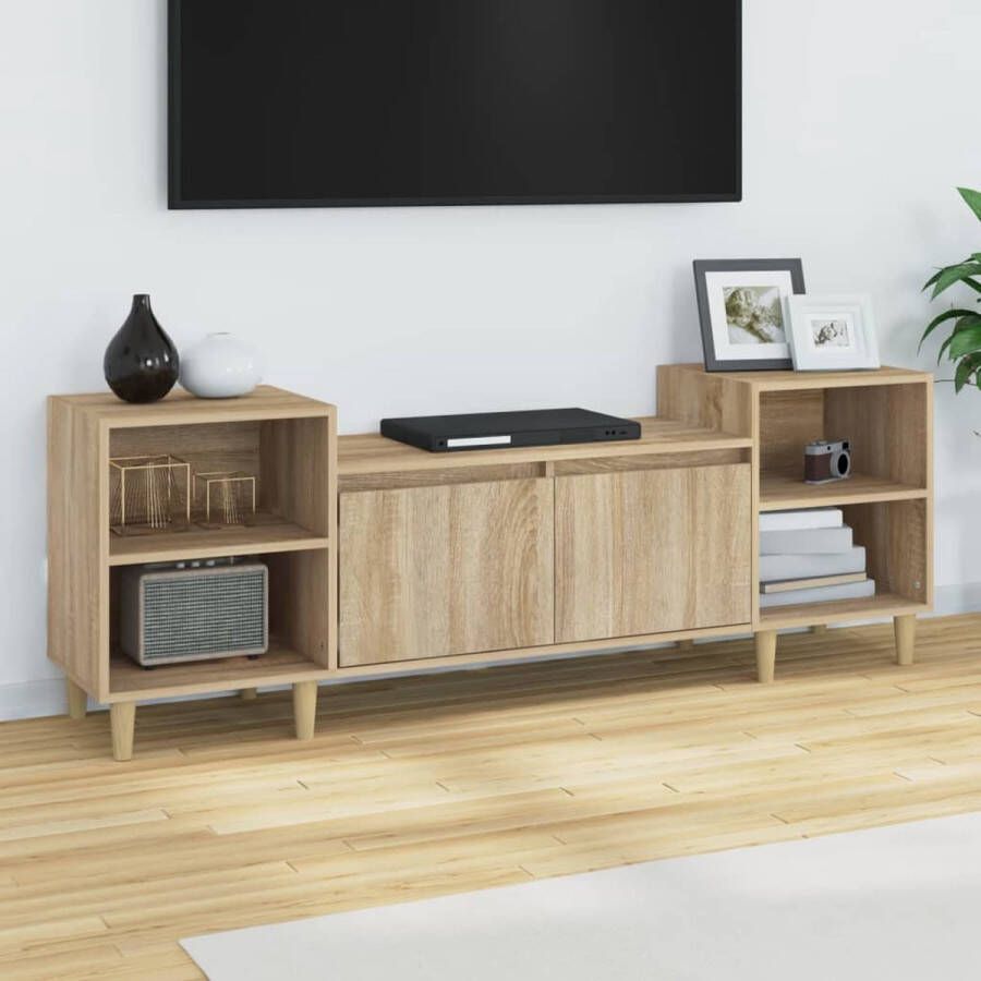 The Living Store TV-meubel Sonoma Eiken 160 x 35 x 55 cm Stevig Bewerkt Hout - Foto 3